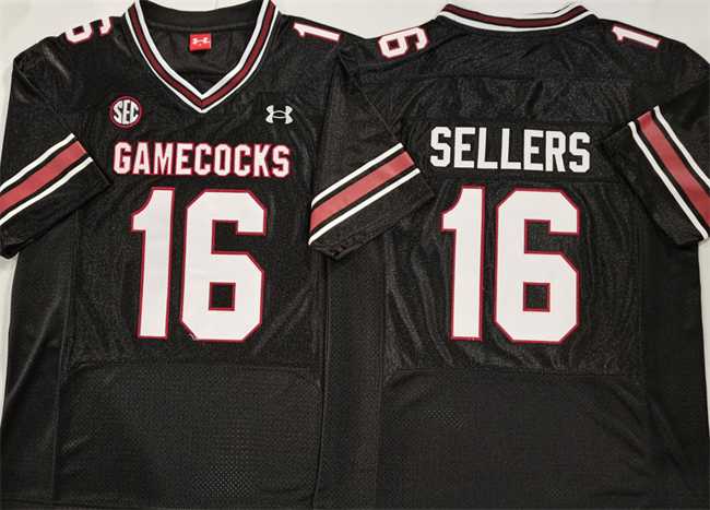 Men's South Carolina Fighting Gamecocks #16 LaNorris Sellers Black Stitched Jersey-0